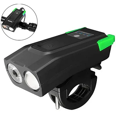Far LED pentru bicicleta sau trotineta 10W cu claxon bk-1718 Far LED pentru bicicleta sau trotineta 10W cu claxon bk-1718