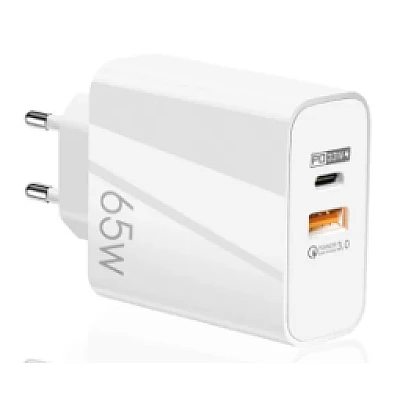 Adaptor alimentare pentru priza cu 2 porturi QC3.0 65W Adaptor alimentare pentru priza cu 2 porturi QC3.0 65W