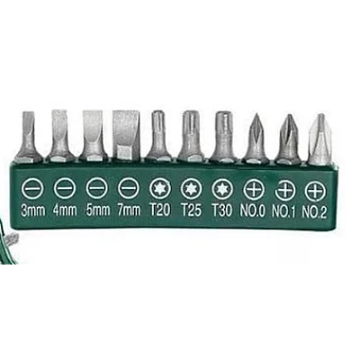 Cheie  8 piese tip clichet  maner VERDE  (10 biti si 6 tubulare 1/4 ) multifunctionala