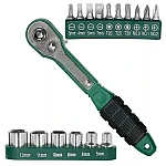 Cheie  8 piese tip clichet  maner VERDE  (10 biti si 6 tubulare 1/4 ) multifunctionala 