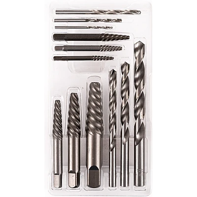 Trusa 12 extractoare suruburi rupte 12 piese burghie metal Trusa 12 extractoare suruburi rupte 12 piese burghie metal