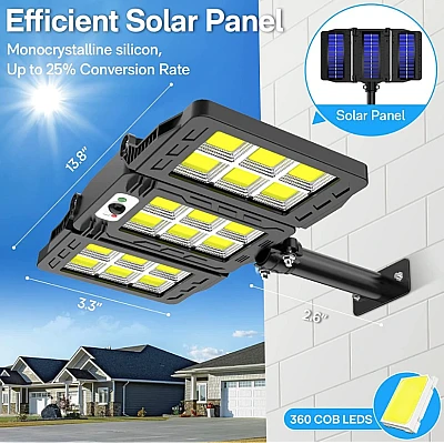 Lampa solara 30w tripla de perete cu senzor de lumina si miscare cu telecomanda Lampa solara 30w tripla de perete cu senzor de lumina si miscare cu telecomanda