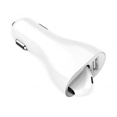 Incarcator auto cu casca wireless inclusa conectare bluetooth Alb Incarcator auto cu casca wireless inclusa conectare bluetooth Alb