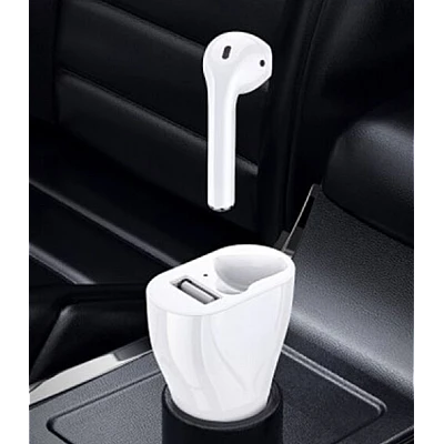Incarcator auto cu casca wireless inclusa conectare bluetooth Alb Incarcator auto cu casca wireless inclusa conectare bluetooth Alb