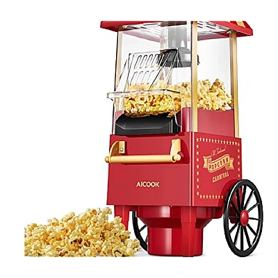 Aparat de popcorn tip Carucior cu 2 roti Old Fashioned