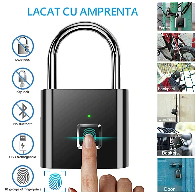 Lacat Smart cu senzor de amprenta Lacat Smart cu senzor de amprenta