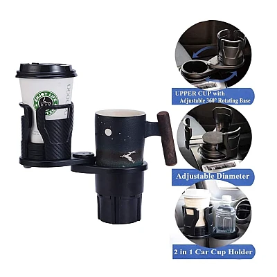 Suport dublu pentru pahare pentru masina 2 in 1 Suport dublu pentru pahare pentru masina 2 in 1