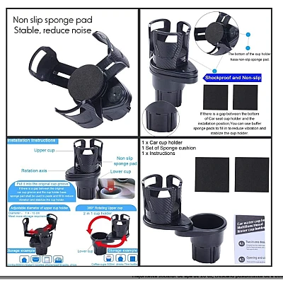 Suport dublu pentru pahare pentru masina 2 in 1 Suport dublu pentru pahare pentru masina 2 in 1