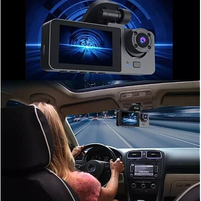 Camera tripla auto DVR 2 Full HD inregistrare automata Camera tripla auto DVR 2 Full HD inregistrare automata