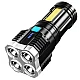 Lanterna cu 4 LED-uri reincarcabila prin USB super-luminoasa raza actiune 300m Lanterna cu 4 LED-uri reincarcabila prin USB super-luminoasa raza actiune 300m