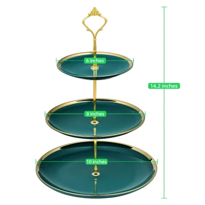 Platou Prajituri Supraetajat 3 Niveluri Verde (plastic)