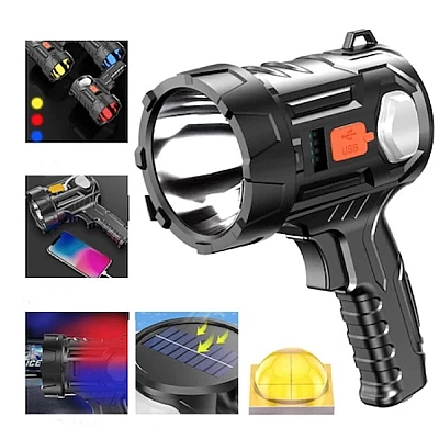 Lanterna LED cu panou solar si USB QBT78 USB cu 3 lentile colorate interschimbabile si functie de power bank Lanterna LED cu panou solar si USB QBT78 USB cu 3 lentile colorate interschimbabile si functie de power bank