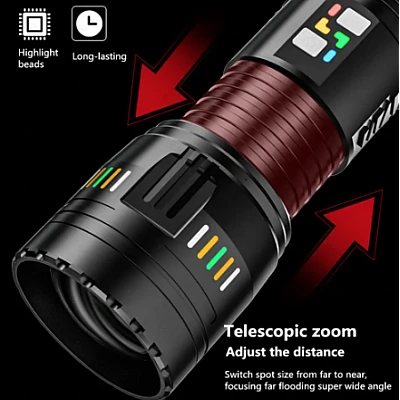 Lanterna G601 super-luminoasa tip laser Led 90W 5000 lumeni cu USB si USB type C Lanterna G601 super-luminoasa tip laser Led 90W 5000 lumeni cu USB si USB type C