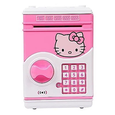 Pusculita pentru copii cu functie ATM cod pin si seif Roz/Alb Hello Kitty Pusculita pentru copii cu functie ATM cod pin si seif Roz/Alb Hello Kitty