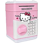 Pusculita pentru copii cu functie ATM cod pin si seif Roz/Alb Hello Kitty