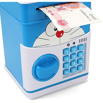 Pusculita pentru Copii Interactiva Alb/Albastru cu Cod Pin si Seif Functie ATM Pusculita pentru Copii Interactiva Alb/Albastru cu Cod Pin si Seif Functie ATM