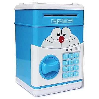 Pusculita pentru Copii Interactiva Alb/Albastru cu Cod Pin si Seif Functie ATM Pusculita pentru Copii Interactiva Alb/Albastru cu Cod Pin si Seif Functie ATM