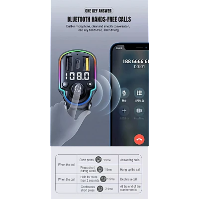 Modulator FM Bluetooth 5.0 Incarcare rapida MP3 Player Tip C PD 20W USB QC 3.0 ZTB-A8 Modulator FM Bluetooth 5.0 Incarcare rapida MP3 Player Tip C PD 20W USB QC 3.0 ZTB-A8