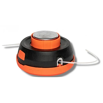 Mosor cu fir / tambur motocoasa cu buton din metal NEGRU/PORTOCALIU
