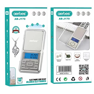 Mini cantar electronic pentru bijuterii 200g/0.01g Argintiu Mini cantar electronic pentru bijuterii 200g/0.01g Argintiu