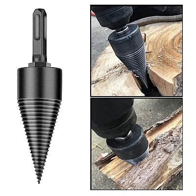 Con de spart lemn pentru masina de carotat cu 3 adaptoare 50mm din otel Negru AN Con de spart lemn pentru masina de carotat cu 3 adaptoare 50mm din otel Negru AN