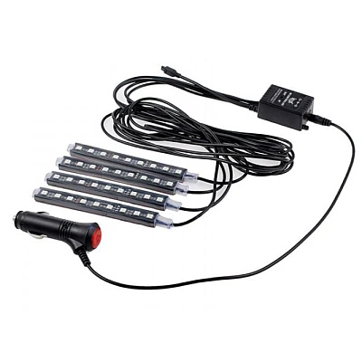 Set 4 benzi 9 LED cu lumina ambientale pentru auto si telecomanda RGB Set 4 benzi 9 LED cu lumina ambientale pentru auto si telecomanda RGB
