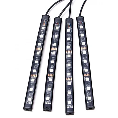 Set 4 benzi 12 LED cu lumina ambientale pentru auto si telecomanda RGB Set 4 benzi 12 LED cu lumina ambientale pentru auto si telecomanda RGB