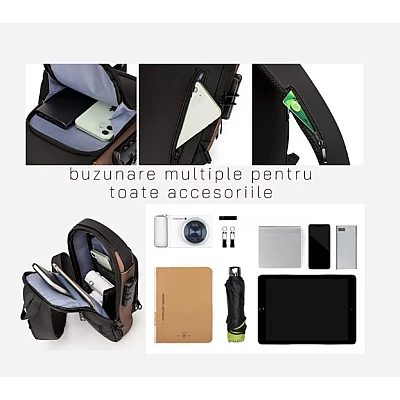 Geanta de umar barbati Crossbody cu buzunar antifurt impermeabila Geanta de umar barbati Crossbody cu buzunar antifurt impermeabila