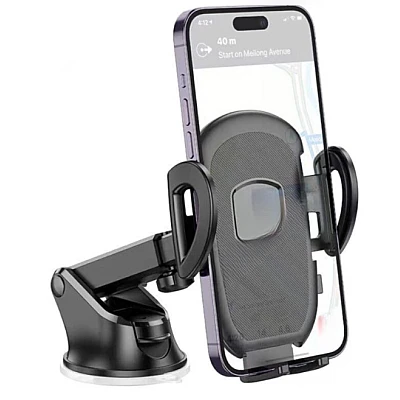 Suport telefon auto cu ventuza pentru bord negru Suport telefon auto cu ventuza pentru bord negru