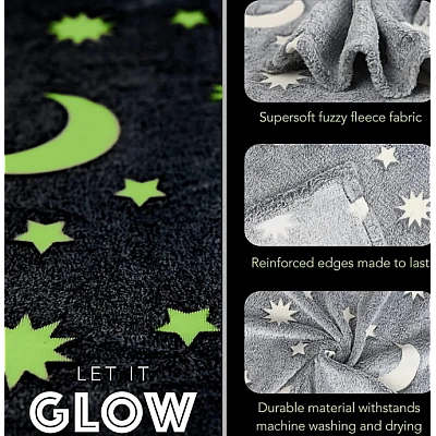 Patura pufoasa fosforescenta 50X60 cm stelute luminoase Patura pufoasa fosforescenta 50X60 cm stelute luminoase