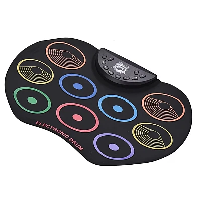 Set Tobe electronice digitale din Silicon cu pedale de picior 9 USB 9 Paduri de tobe colorate Set Tobe electronice digitale din Silicon cu pedale de picior 9 USB 9 Paduri de tobe colorate
