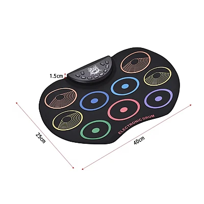 Set Tobe electronice digitale din Silicon cu pedale de picior 9 USB 9 Paduri de tobe colorate Set Tobe electronice digitale din Silicon cu pedale de picior 9 USB 9 Paduri de tobe colorate