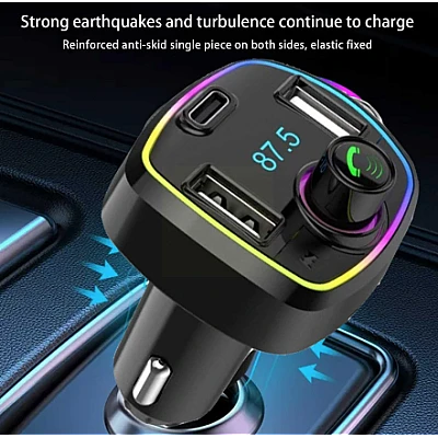Modulator Transmitator FM cu functie de incarcator auto Usb Bluetooth 5.0 12 24 V M32 Modulator Transmitator FM cu functie de incarcator auto Usb Bluetooth 5.0 12 24 V M32