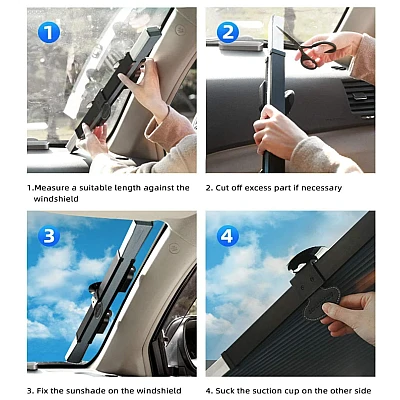Parasolar auto tip jaluzea cu ventuze 150 x 70 x 6 cm Gri