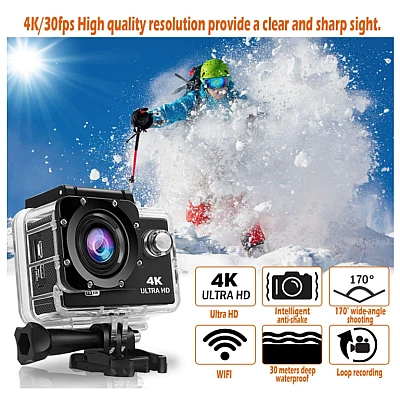 Camera Sport Ultra HD 4K WiFi cu Greutate Redusa Rezistenta la Apa Camera Sport Ultra HD 4K WiFi cu Greutate Redusa Rezistenta la Apa