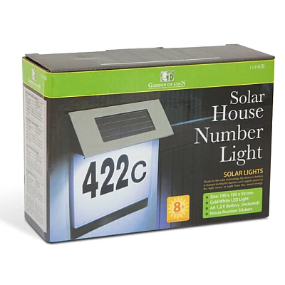 Numar de Casa cu LED si Panou Solar cifre de la 0 la 9 litere de la A la H 11446B