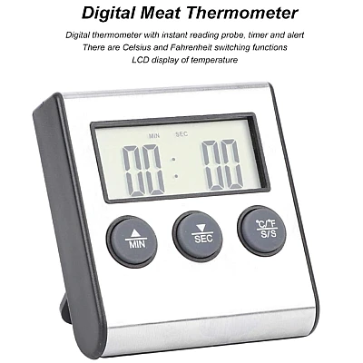 Termometru pentru carne cu afisaj si temporizator 0 250 grade C Termometru pentru carne cu afisaj si temporizator 0 250 grade C
