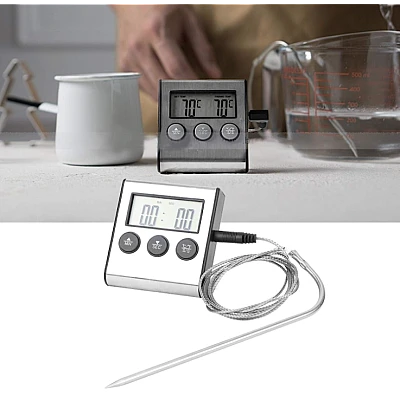 Termometru pentru carne cu afisaj si temporizator 0 250 grade C Termometru pentru carne cu afisaj si temporizator 0 250 grade C