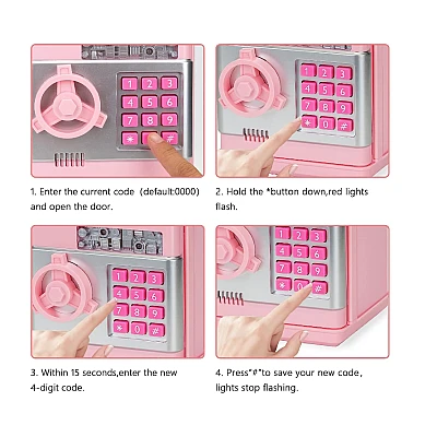 Pusculita interactiva ATM tip Seif pentru copii cu dimensiunea de 19x13x13 cm ROZ Pusculita interactiva ATM tip Seif pentru copii cu dimensiunea de 19x13x13 cm ROZ