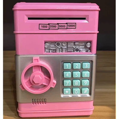 Pusculita interactiva ATM tip Seif pentru copii cu dimensiunea de 19x13x13 cm ROZ Pusculita interactiva ATM tip Seif pentru copii cu dimensiunea de 19x13x13 cm ROZ