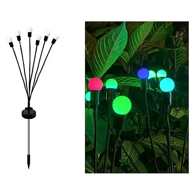 Set 2 Lampi LED decorative de gradina cu 6 bulbi incarcare solara si senzor de miscare cu lumina multicolora Set 2 Lampi LED decorative de gradina cu 6 bulbi incarcare solara si senzor de miscare cu lumina multicolora