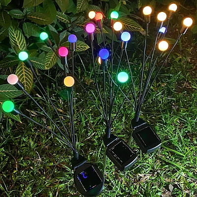 Set 2 Lampi LED decorative de gradina cu 6 bulbi incarcare solara si senzor de miscare cu lumina multicolora Set 2 Lampi LED decorative de gradina cu 6 bulbi incarcare solara si senzor de miscare cu lumina multicolora