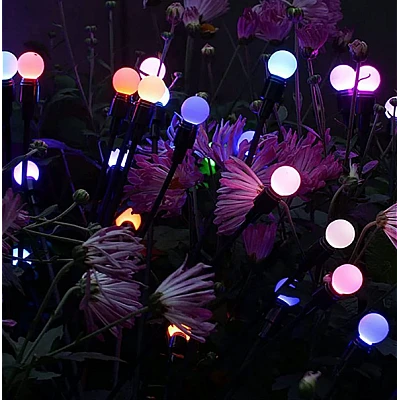 Set 2 Lampi LED decorative de gradina cu 6 bulbi incarcare solara si senzor de miscare cu lumina multicolora Set 2 Lampi LED decorative de gradina cu 6 bulbi incarcare solara si senzor de miscare cu lumina multicolora