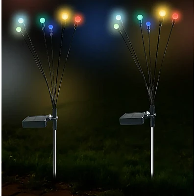Set 2 Lampi LED decorative de gradina cu 6 bulbi incarcare solara si senzor de miscare cu lumina multicolora Set 2 Lampi LED decorative de gradina cu 6 bulbi incarcare solara si senzor de miscare cu lumina multicolora