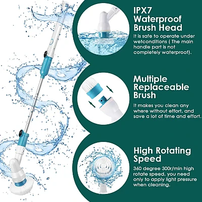 Perie Electrica Rotativa Tip Mop Pentru Curatat Hurricane Spin Scrubber Cu Trei Capete Perie Electrica Rotativa Tip Mop Pentru Curatat Hurricane Spin Scrubber Cu Trei Capete