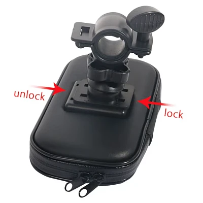 Suport husa telefon mobil LX 01 pentru bicicleta si motocicleta rezistent apa si socuri touchscreen rotativ negru Suport husa telefon mobil LX 01 pentru bicicleta si motocicleta rezistent apa si socuri touchscreen rotativ negru