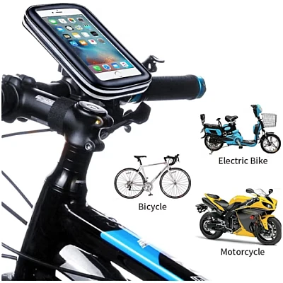 Suport husa telefon mobil LX 01 pentru bicicleta si motocicleta rezistent apa si socuri touchscreen rotativ negru Suport husa telefon mobil LX 01 pentru bicicleta si motocicleta rezistent apa si socuri touchscreen rotativ negru