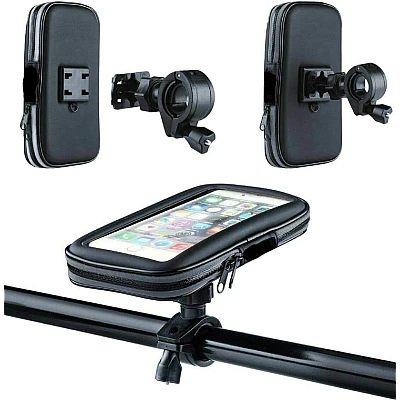 Suport husa telefon mobil LX 01 pentru bicicleta si motocicleta rezistent apa si socuri touchscreen rotativ negru Suport husa telefon mobil LX 01 pentru bicicleta si motocicleta rezistent apa si socuri touchscreen rotativ negru