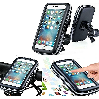 Suport husa telefon mobil LX 01 pentru bicicleta si motocicleta rezistent apa si socuri touchscreen rotativ negru Suport husa telefon mobil LX 01 pentru bicicleta si motocicleta rezistent apa si socuri touchscreen rotativ negru