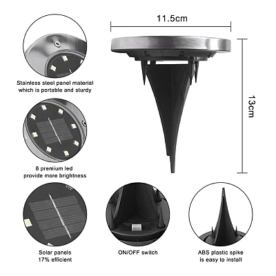 Set 4 Lampi Solare metalice Argintii Disk Lights pentru gradina Set 4 Lampi Solare metalice Argintii Disk Lights pentru gradina